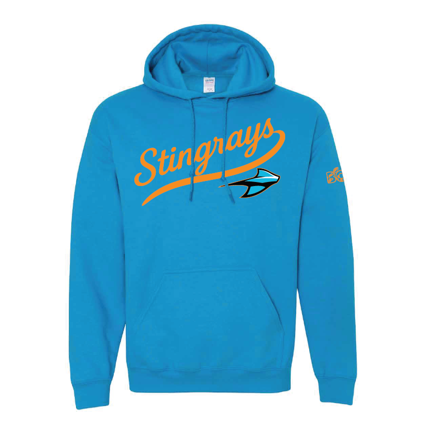 Stingrays Retro  Script Heavy Weight Hoodie (ADULT)