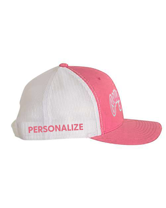 CUSTOMIZED - Cougars Pink Script Trucker Hat YOUTH